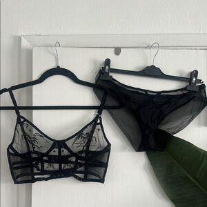 Thistle and Spire Scorpio Black Strappy Mesh Bra and Pants